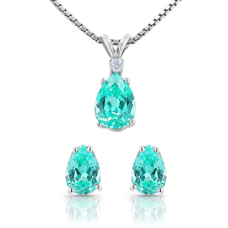 Kolekcia šperkov s pear lab-grown paraiba turmalínom Keyton