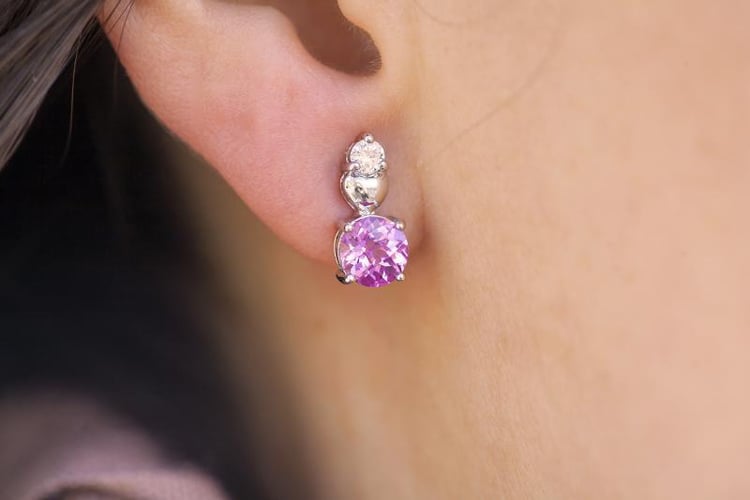Romantické náušnice s ružovými zafírmi 4560
