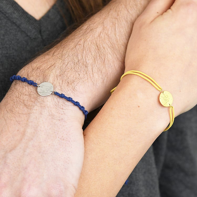 Strieborný povrázkový náramok Malý princ s líškou a gravírom 116019