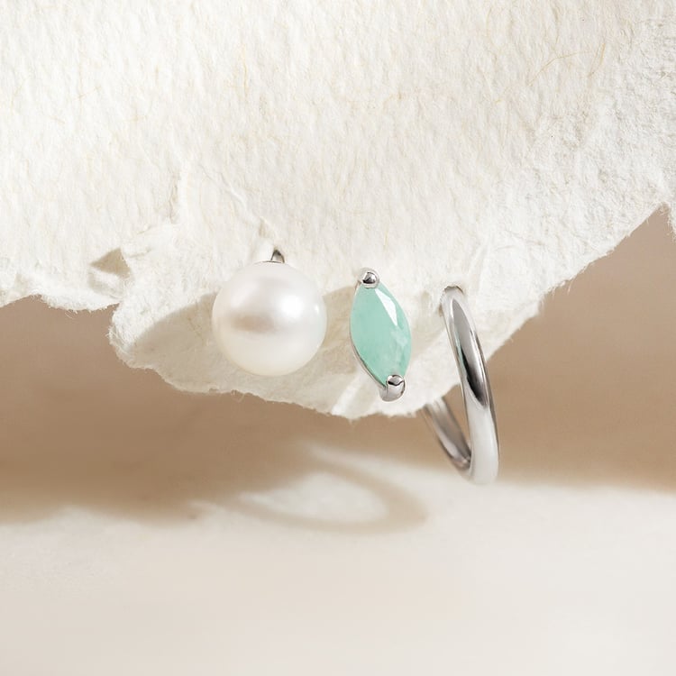 Minimalistické strieborné náušnice so smaragdmi 158417