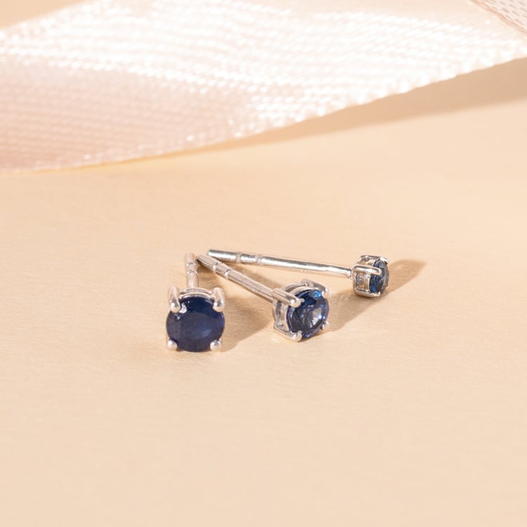 Strieborné náušnice s modrými zafírmi s výberom veľkosti Dalia 121216