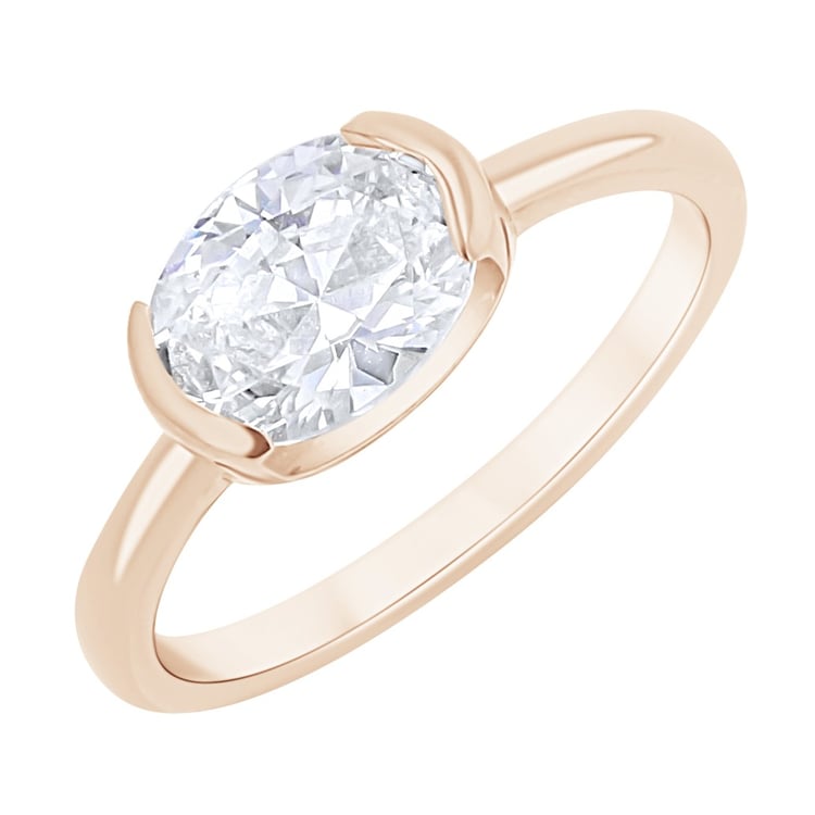 Zlatý prsteň s half-bezel oválnym lab-grown diamantom Hortensia 164703