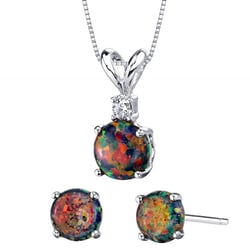 Čierne okrúhle opály a diamant v zlatem sete šperkov Mahli