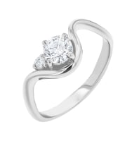 Vlnitý zásnubný prsteň s round moissanitom Debora