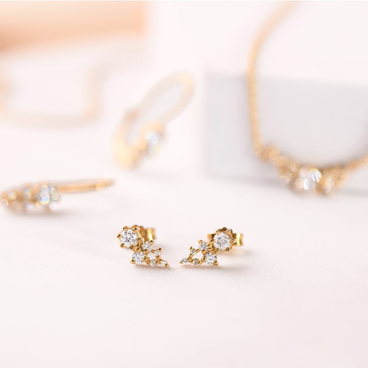 Cluster náušnice s moissanitmi Ellie 153493