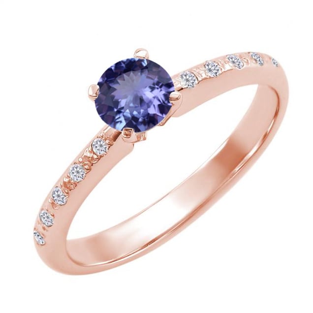 Zlatý zásnubný prsteň s tanzanitom a diamantmi Taya