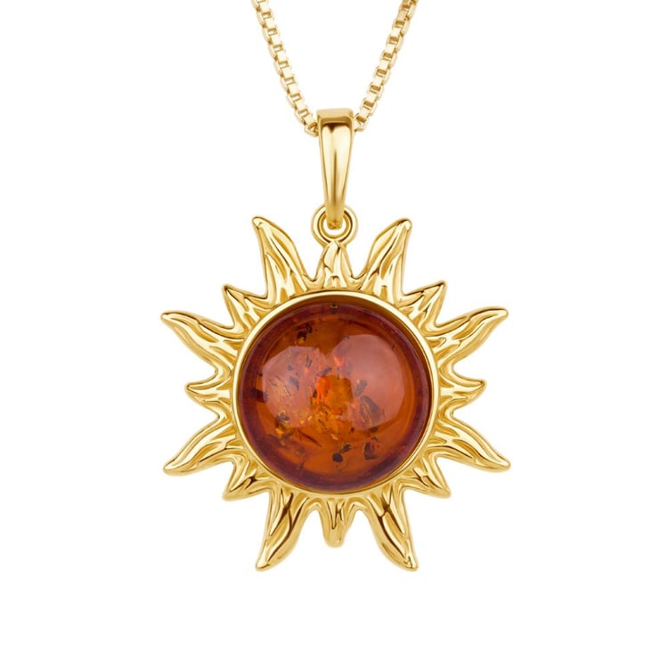 Strieborný jantárový prívesok v tvare slnka 163862