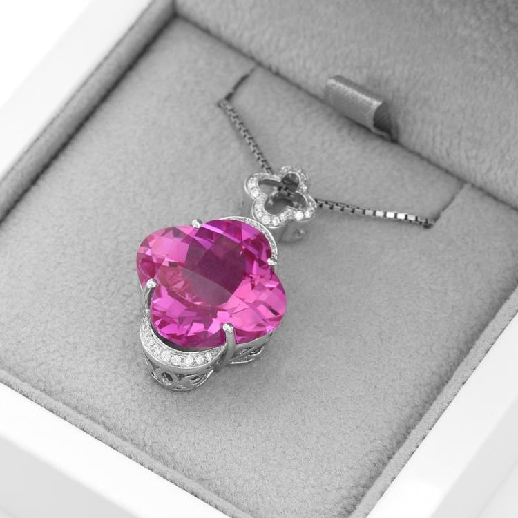 Prívesok so zirkónmi a ružovým zafírom 51778