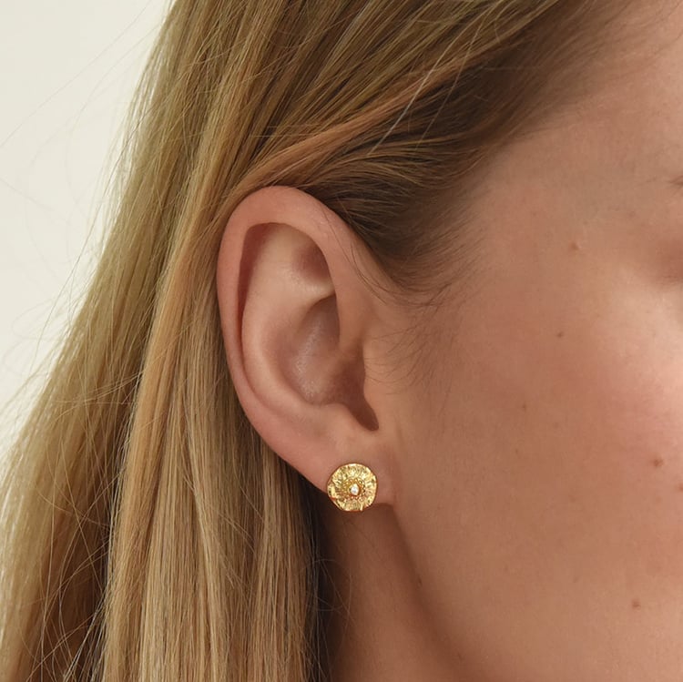 Náušnice z pozlateného striebra so zirkónom 72682