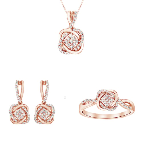 Zlatý set prepletaných šperkov s lab-grown diamantmi Emilis