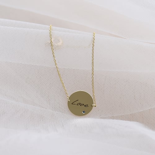 Zlatý náramok s modrým diamantom a gravírovaním podľa vašej voľby Okira