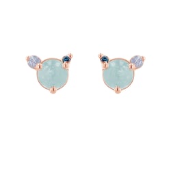 Náušnice s akvamarínom, mesačným kameňom a modrým diamantom Baal