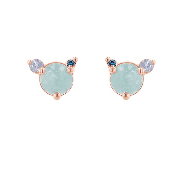 Náušnice s akvamarínom, mesačným kameňom a modrým diamantom Baal 119743