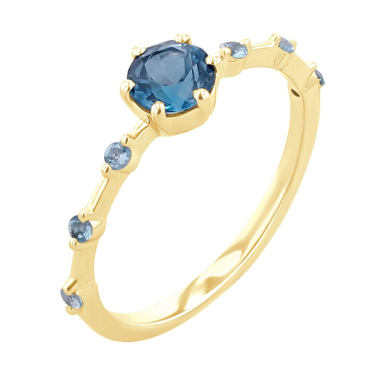 Prsteň s londýnským topásom a postrannými švajčiarskými topásmi Jelena 120808