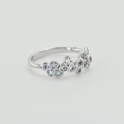 Zlatý prsteň s akvamarínovými kvietkami Wanja