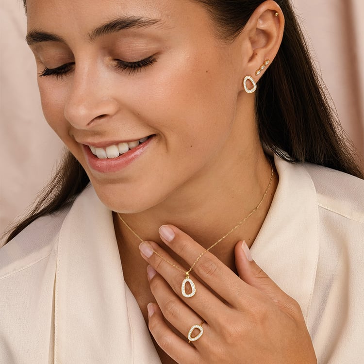 Zlatý prívesok s lab-grown diamanty Evie 163607