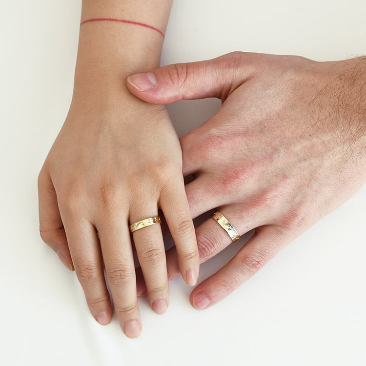 Svadobné obrúčky s ručnou rytinou vĺn Ozzy 118331