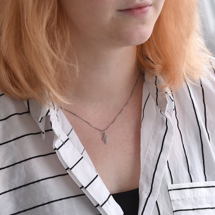 Strieborný náhrdelník v tvare kaktusu Pointy 70778