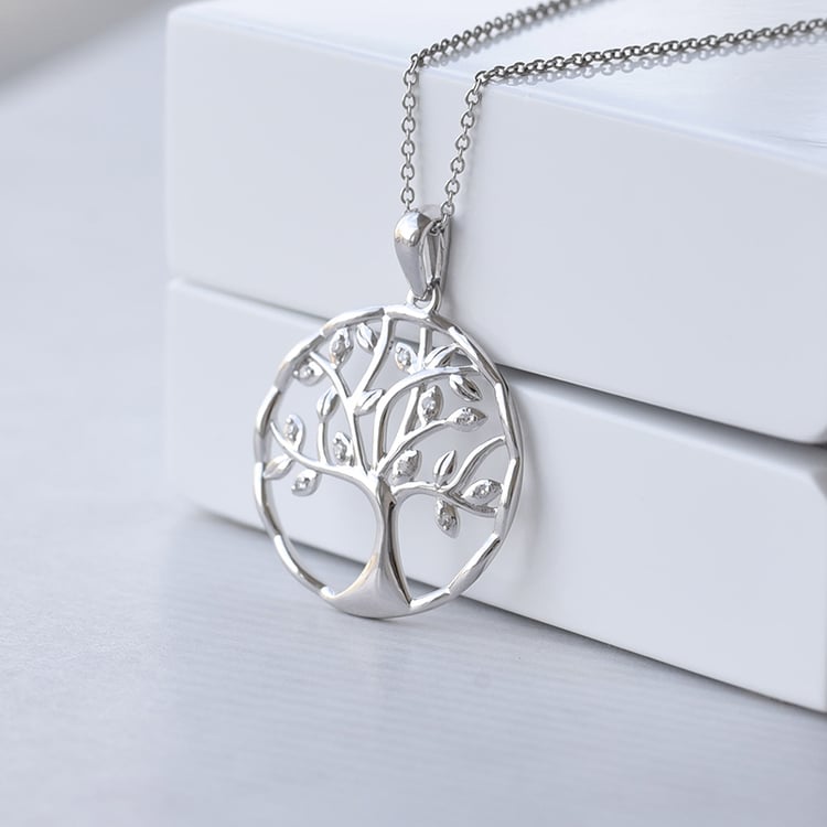 Strieborný strom života s lab-grown diamantmi Evanthe 104228