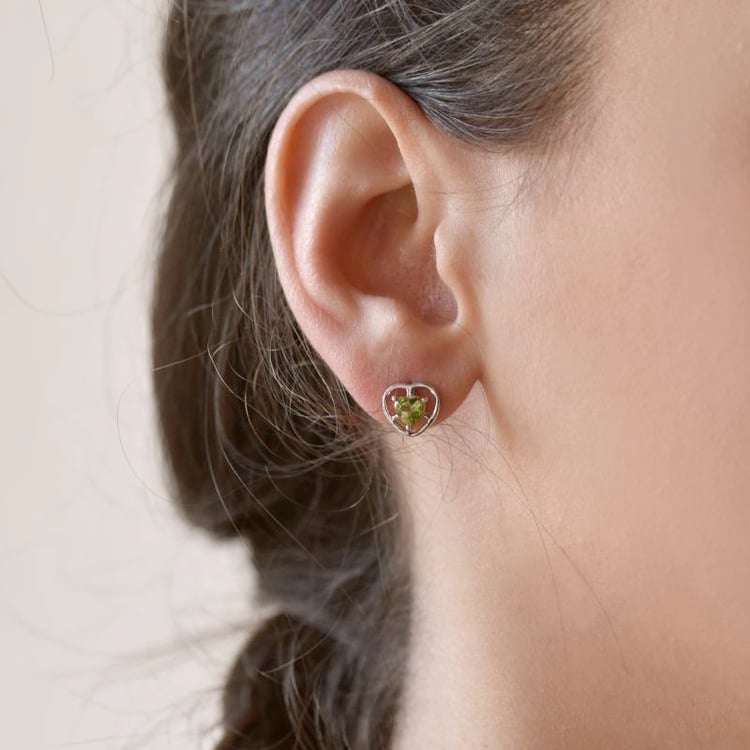 Srdiečkové strieborné náušnice s olivínmi Faun 106991