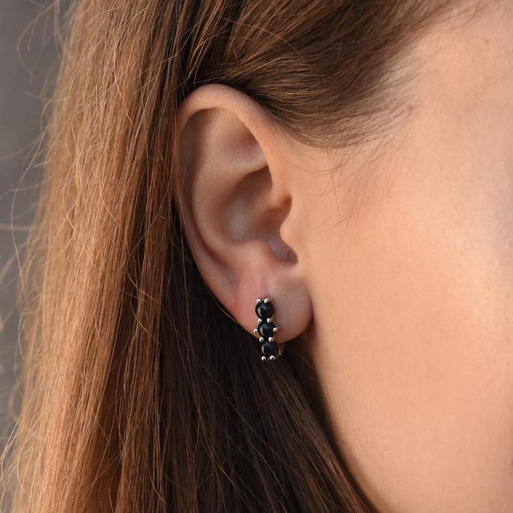 Strieborné náušnice s ónyxmi 49297