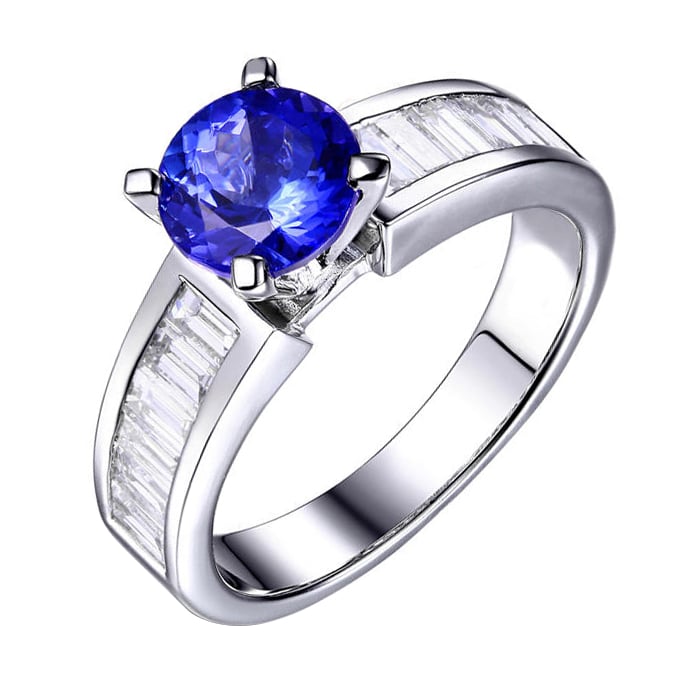 Zlatý prsteň s tanzanitom a diamantmi