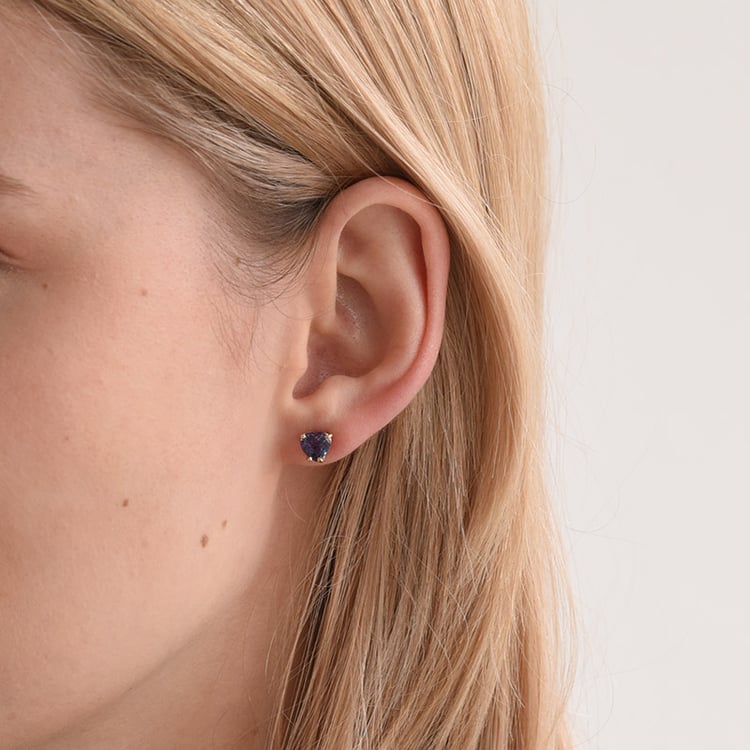 Zlaté alexandritové náušnice v tvare srdca 65357