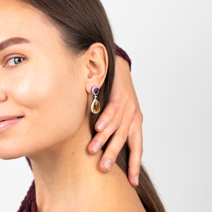 Náušnice s citrínmi a ametystmi Maurise