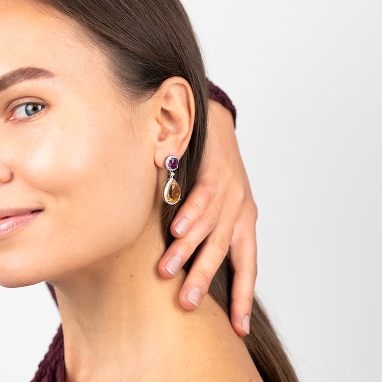 Náušnice s citrínmi a ametystmi Maurise 146961