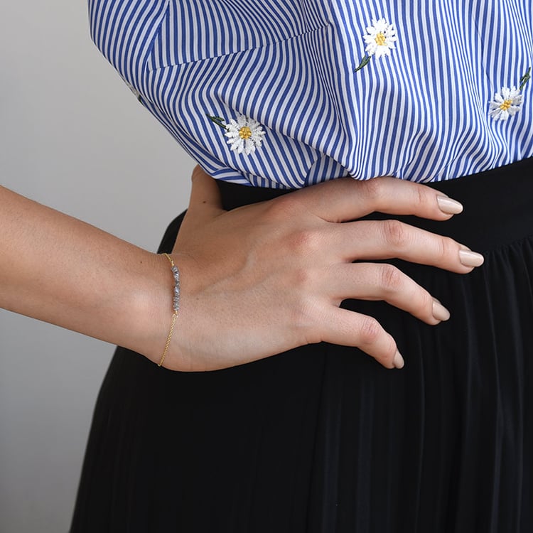 Zlatý náramok s ružovými nebrúseným diamantmi 69513