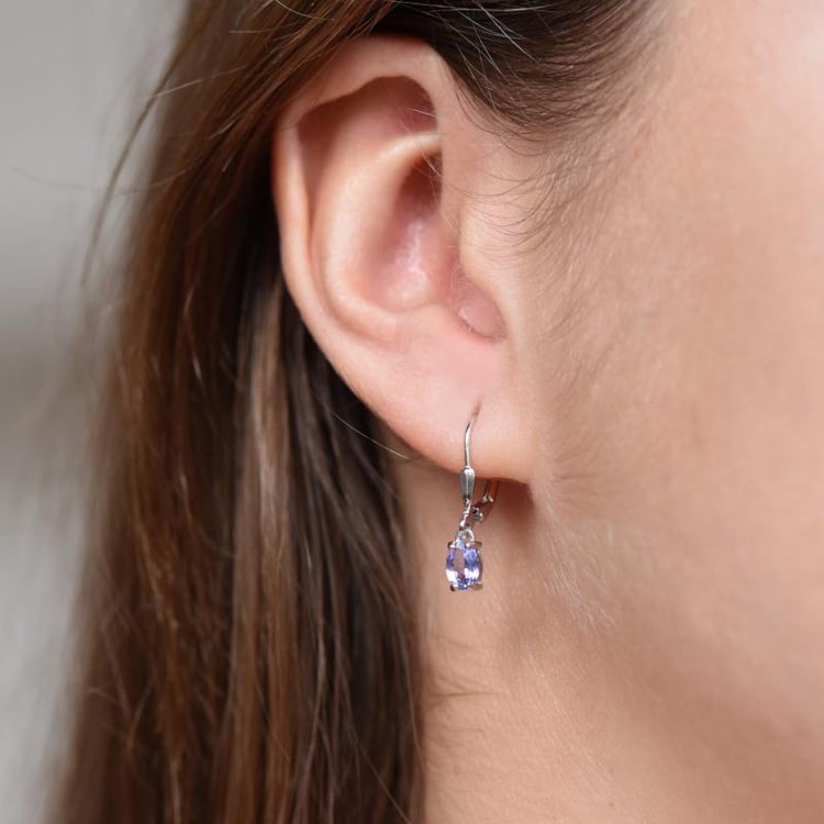 Náušnice zo striebra s tanzanitmi 16367