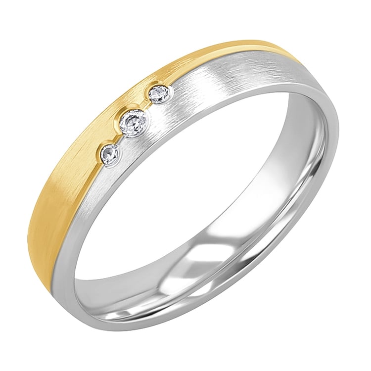 Zlaté svadobné obrúčky s tremi diamantmi Melton 125758