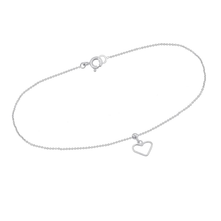 Strieborná retiazka na nohu so srdiečkom