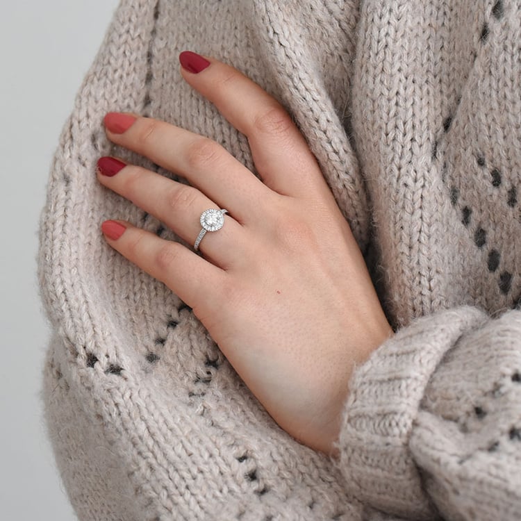 Zásnubný halo prsteň s diamantmi 78917