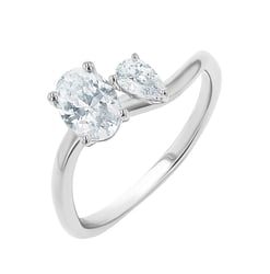 Vlnitý zásnubný prsteň Toi et Moi s pear a oválnym lab-grown diamantom Zita