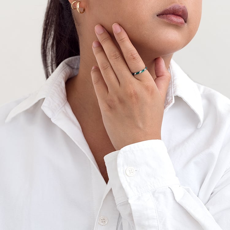 Zelený keramický prsteň s diamantmi Jayne 128496