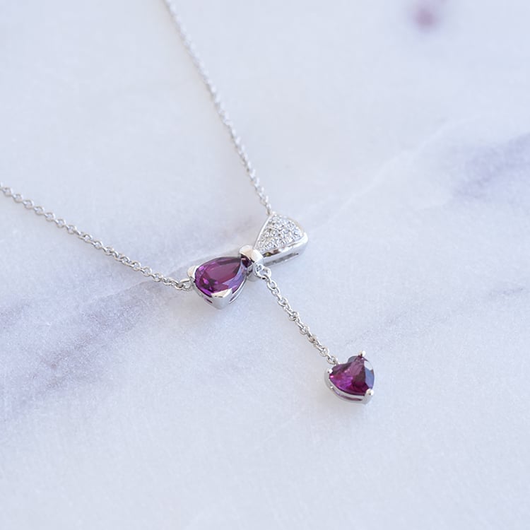 Náhrdelník s rhodolit granátmi a diamantmi 87390