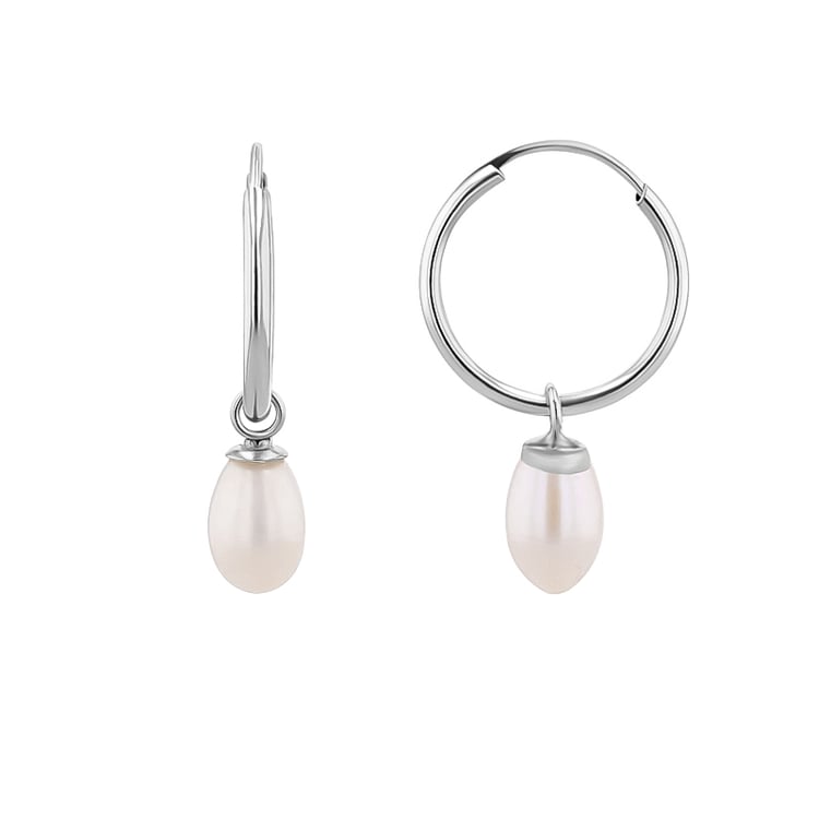 Zlaté visiace náušnice s bielymi perlami Cathy 123971