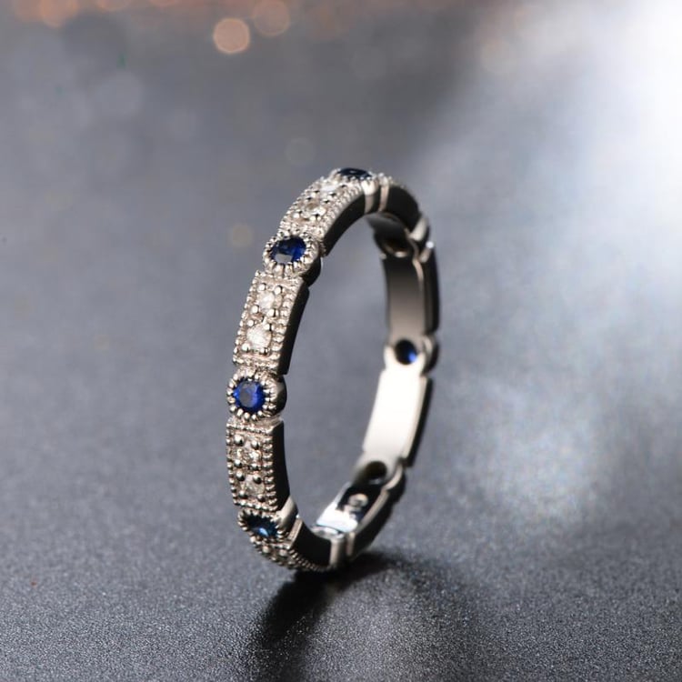 Eternity prsteň z bieleho zlata s drahokamami 9511