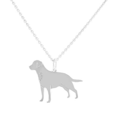 Strieborný prívesok v tvare psa s gravírom Labrador Retriever