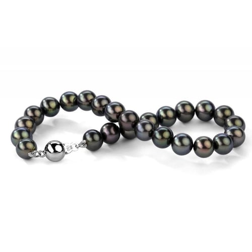 Zlatý náramok s čiernymi 7 - 7.5 mm perlami Liuva