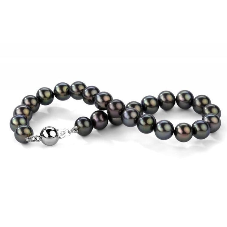 Zlatý náramok s čiernymi 7-7.5mm perlami Liuva 24597