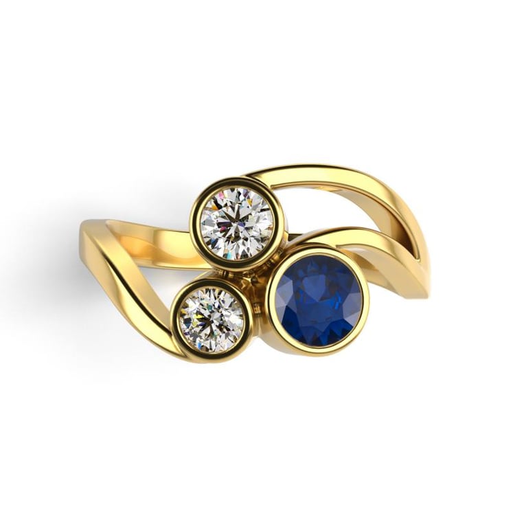 Zásnubný zlatý prsteň so zafírom 22707