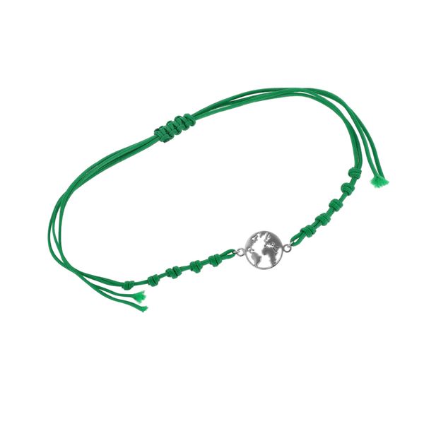 Strieborný povrázkový náramok s mapou sveta Cosmo 108127