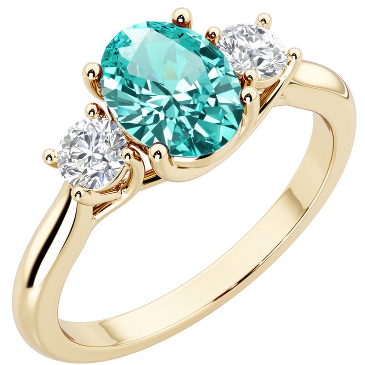 Rozvodový zlatý prsteň s lab-grown paraiba turmalínom a diamantmi Eriq