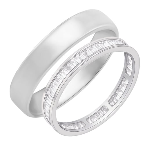 Eternity obrúčka s baguette diamantmi a komfortný prsteň Agathon