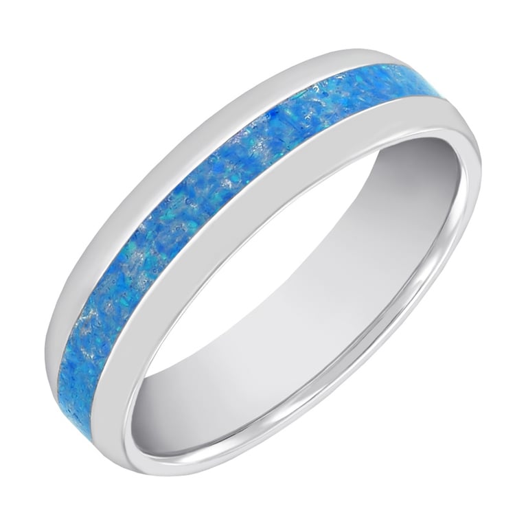 Dámsky prsteň s modrou opálovou výplňou 63197