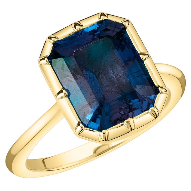 Zlatý bezel prsteň s emerald lab-grown alexandritom Kayla 137372