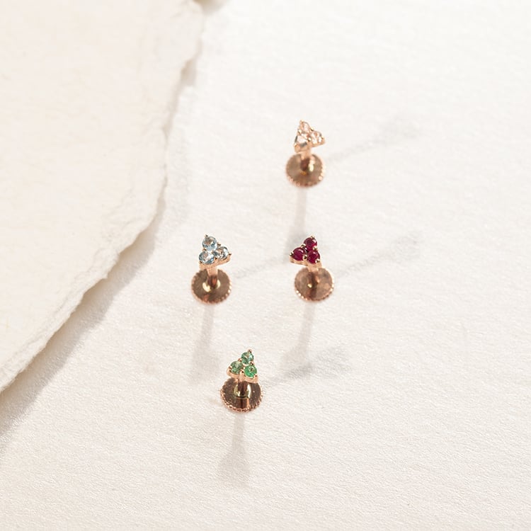 Zlatá piercing náušnica so smaragdmi Rossi 138308