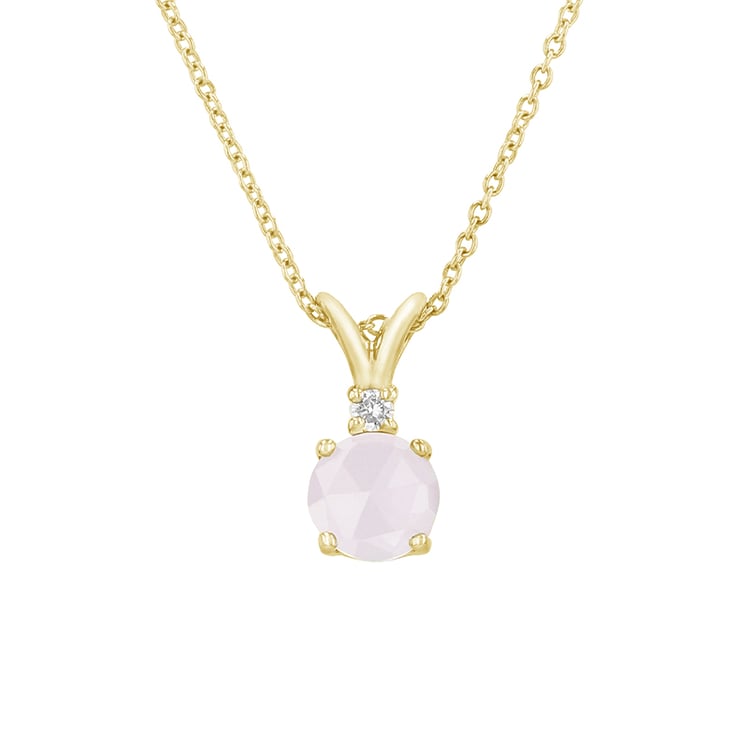 Prívesok zo žltého zlata s ruženínom a diamantom